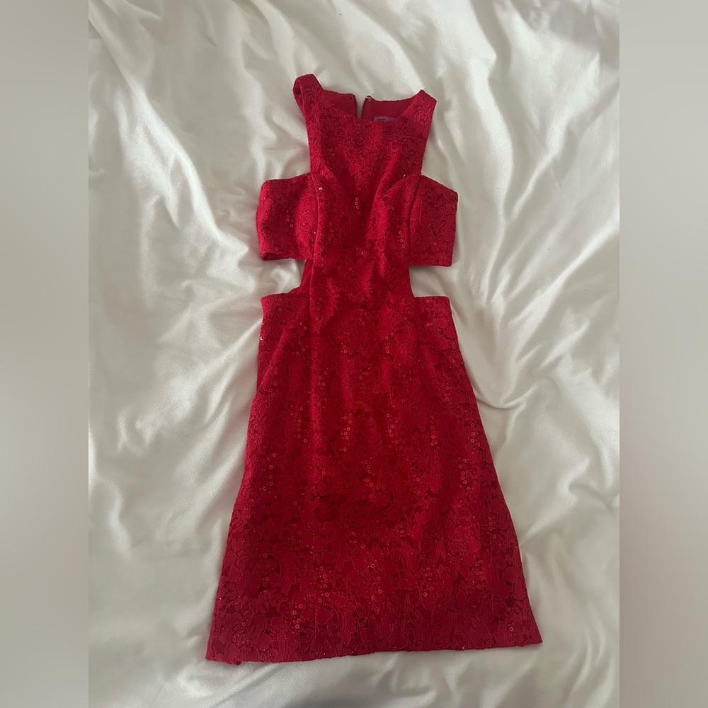 Morgan & Co Red Cut-Out Mini Dress